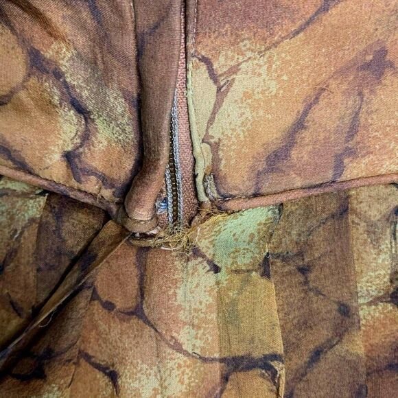 Vintage 50s Sheer Overlay Dress S Brown Draped - Picture 11 of 11